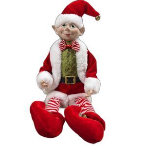 Vintage RAZ Imports peppermint striped Santa’s elf decoration.